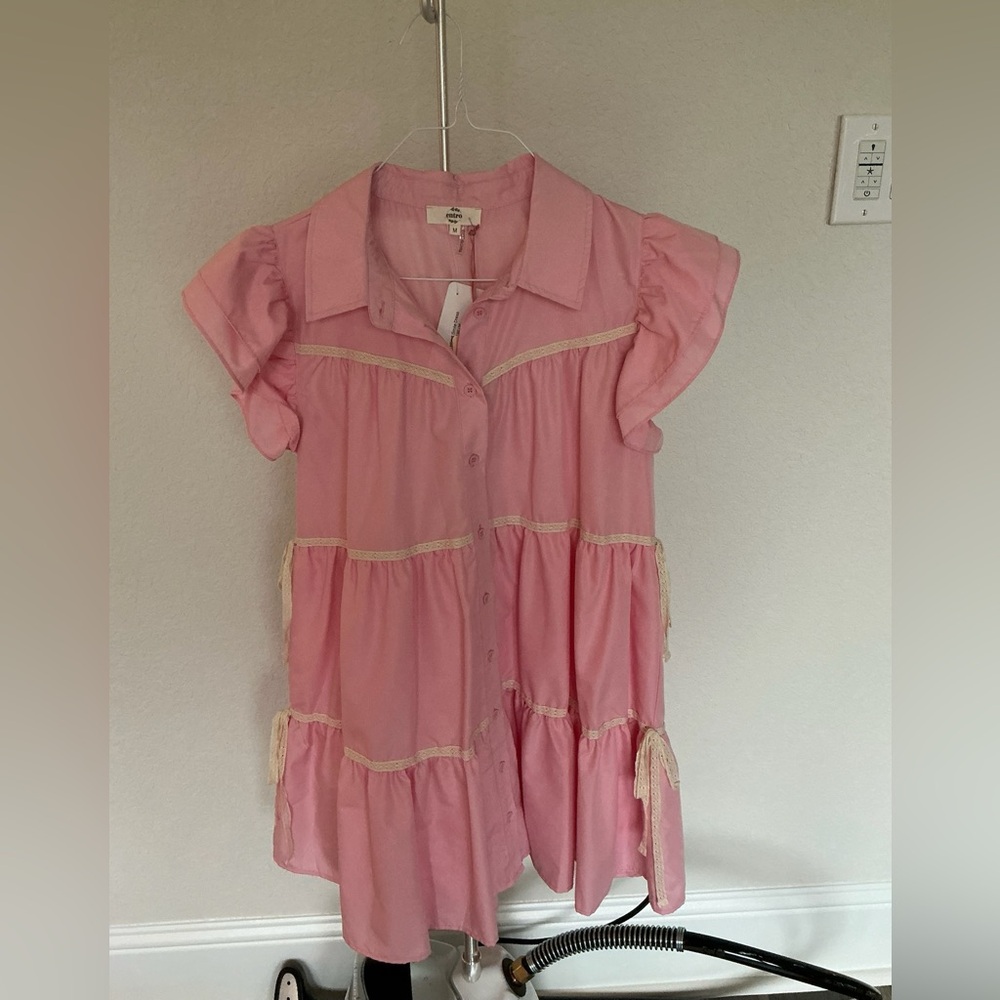 Entro Pink Button-Up Dress